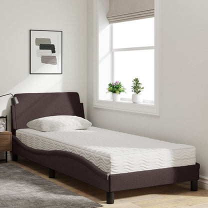 Bed with Dark Brown Mattress 90x190 cm in Fabric