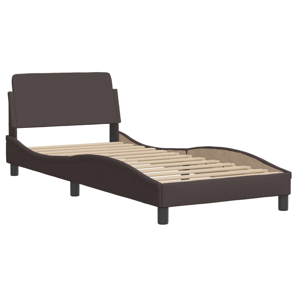 Bed with Dark Brown Mattress 90x190 cm in Fabric