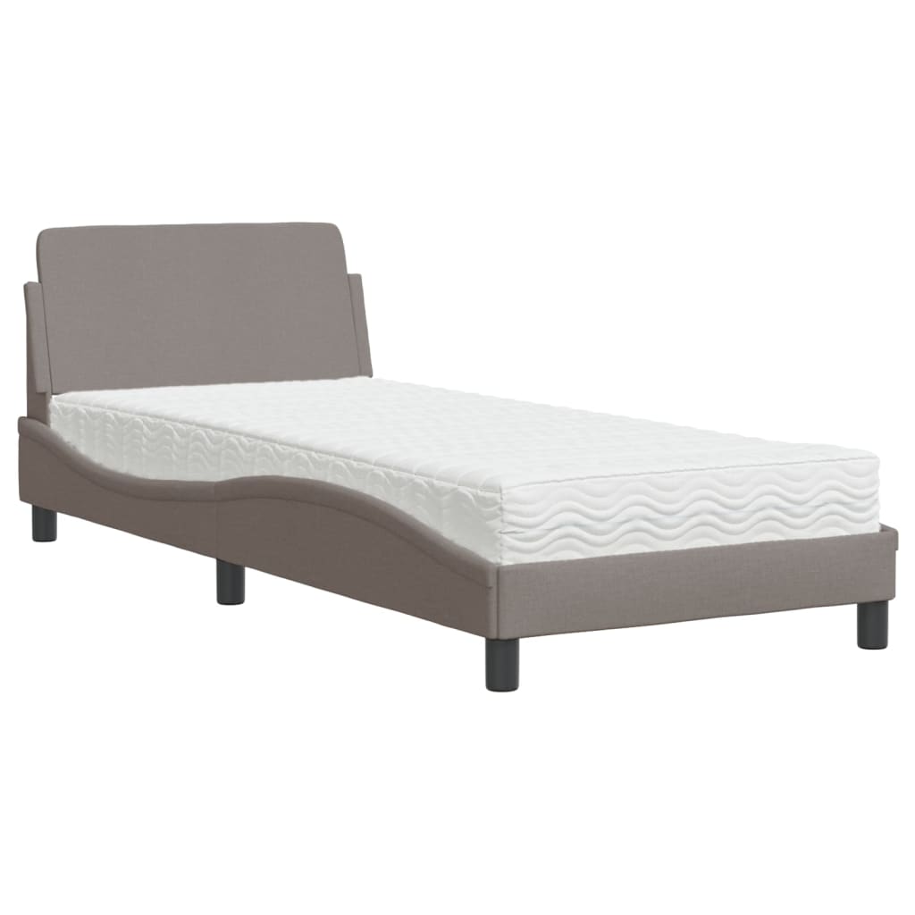 Letto con Materasso Tortora 90x190 cm in Tessuto