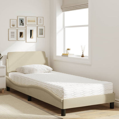 Letto con Materasso Dover Crema 90x190 cm in Tessuto - homemem39