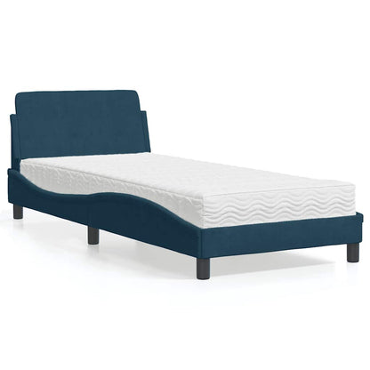 Letto con Materasso Dover Blu 90x190 cm in Velluto