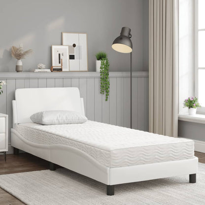 Bed with White Mattress 90x190 cm in Faux Leather