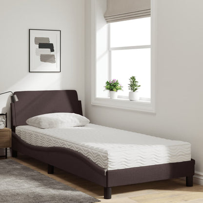 Bed with Dark Brown Mattress 90x200 cm in Fabric