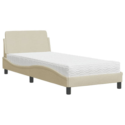 Letto con Materasso Dover Crema 90x200 cm in Tessuto - homemem39