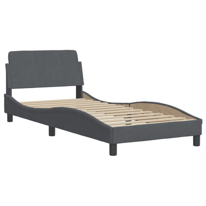 Bed with Dark Gray Mattress 90x200 cm in Velvet