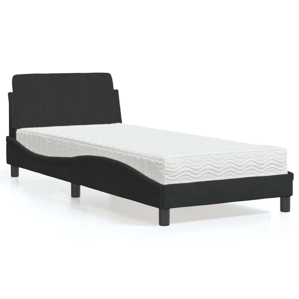 Letto con Materasso Dover Nero 90x200 cm in Velluto - homemem39