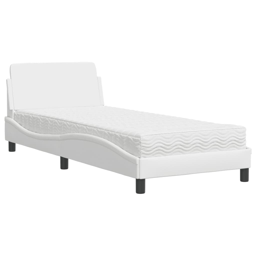 Letto con Materasso Dover Bianco 90x200 cm in Similpelle - homemem39