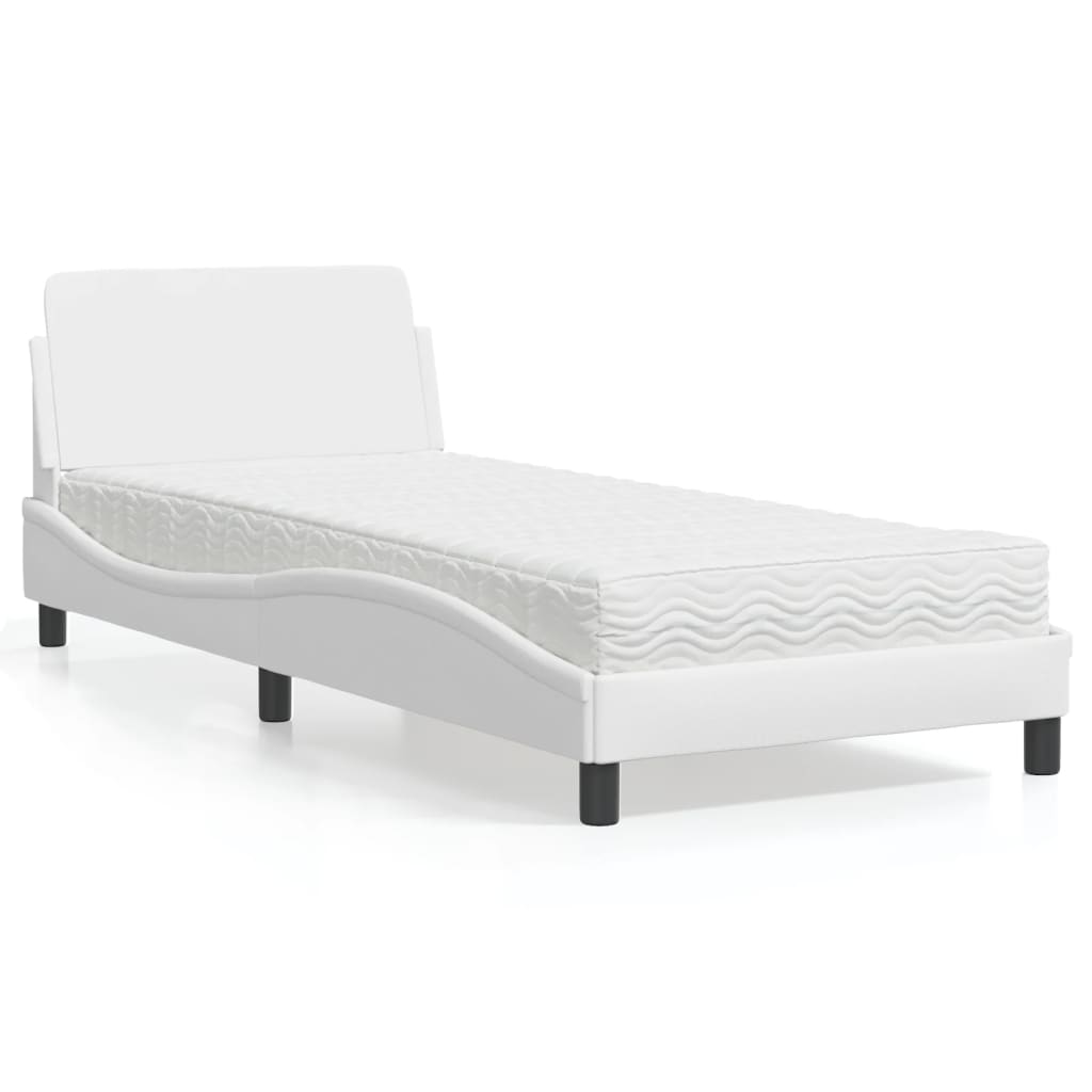 Letto con Materasso Dover Bianco 90x200 cm in Similpelle - homemem39