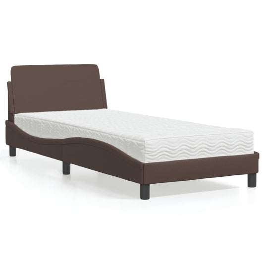 Letto con Materasso Dover Marrone 90x200 cm in Similpelle | homemem39