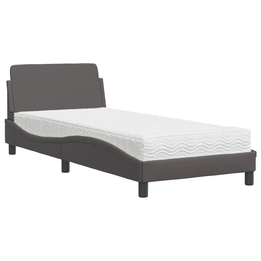 Letto con Materasso Grgio 90x200 cm in Similpelle