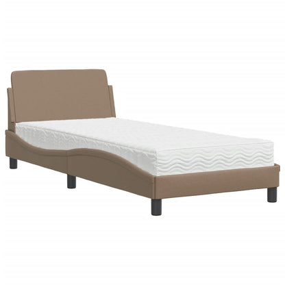 Letto con Materasso Dover Cappuccino 90x200 cm in Similpelle - homemem39