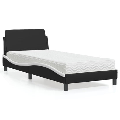 Letto con Materasso Dover Nero e Bianco 90x200 cm in Similpelle - homemem39