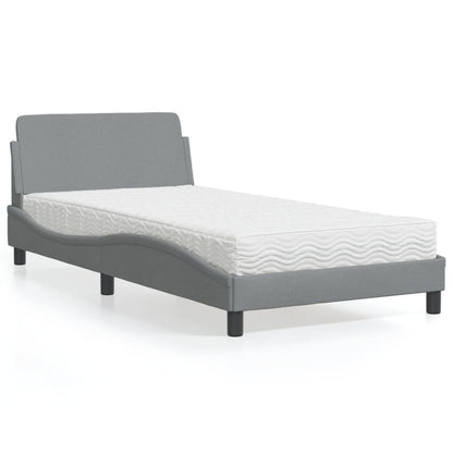Letto con Materasso Dover Grigio Chiaro 100x200 cm in Tessuto - homemem39
