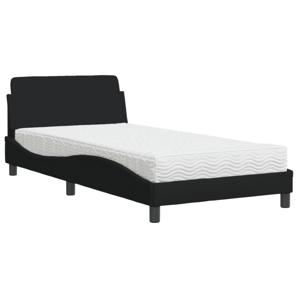 Letto con Materasso Dover Nero 100x200 cm in Tessuto - homemem39