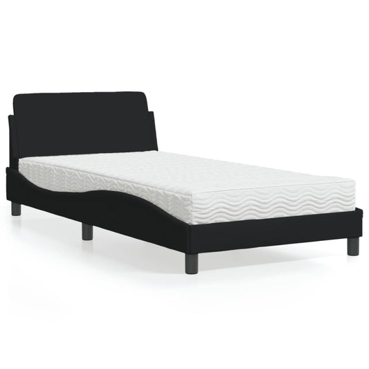 Letto con Materasso Dover Nero 100x200 cm in Tessuto - homemem39