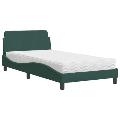 Letto con Materasso Dover Verde Scuro 100x200 cm in Velluto - homemem39