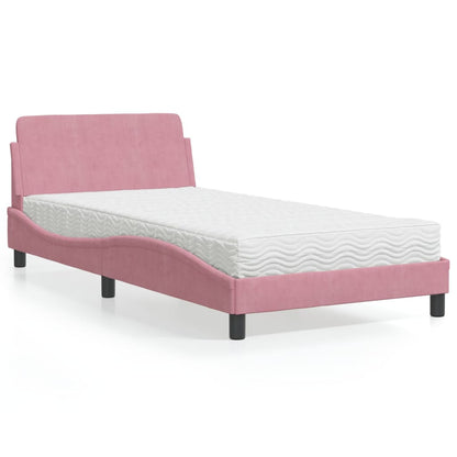 Letto con Materasso Dover Rosa 100x200 cm in Velluto | homemem39