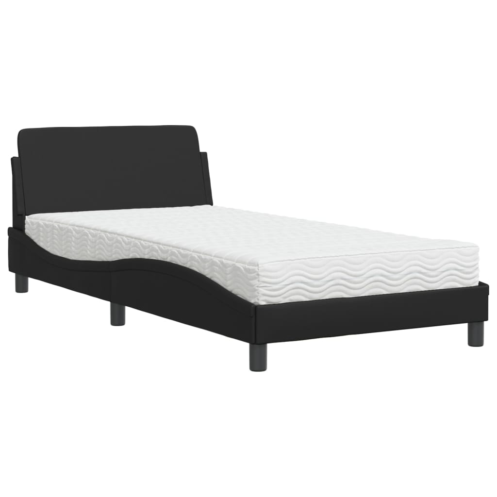 Letto con Materasso Dover Nero 100x200 cm in Similpelle - homemem39
