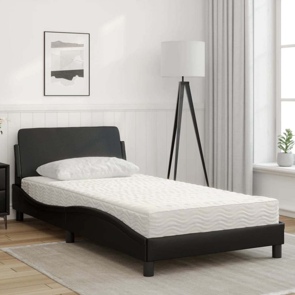 Letto con Materasso Dover Nero 100x200 cm in Similpelle - homemem39