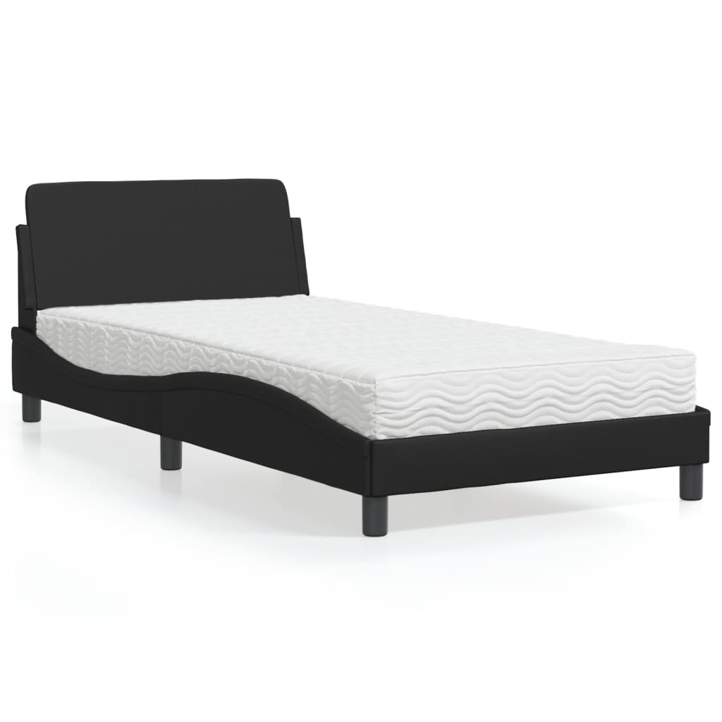 Letto con Materasso Dover Nero 100x200 cm in Similpelle - homemem39