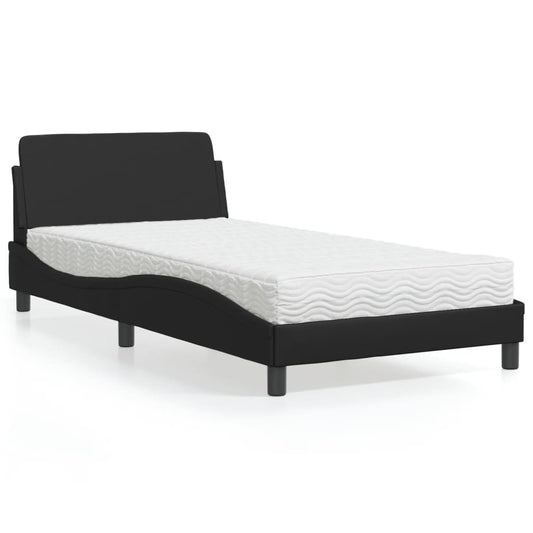 Letto con Materasso Dover Nero 100x200 cm in Similpelle - homemem39