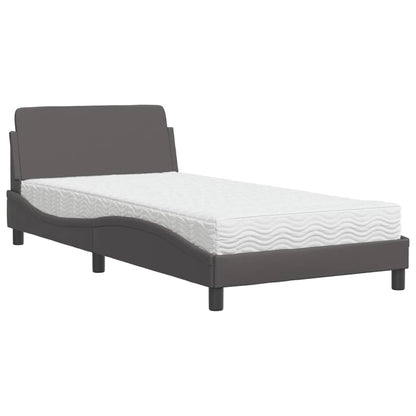 Gray Mattress Bed 100x200 cm in imitation leather