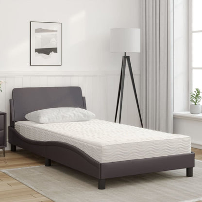 Gray Mattress Bed 100x200 cm in imitation leather