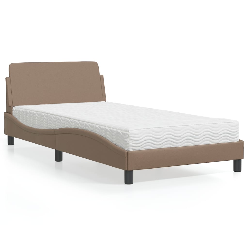 Letto con Materasso Dover Cappuccino 100x200cm Similpelle - homemem39