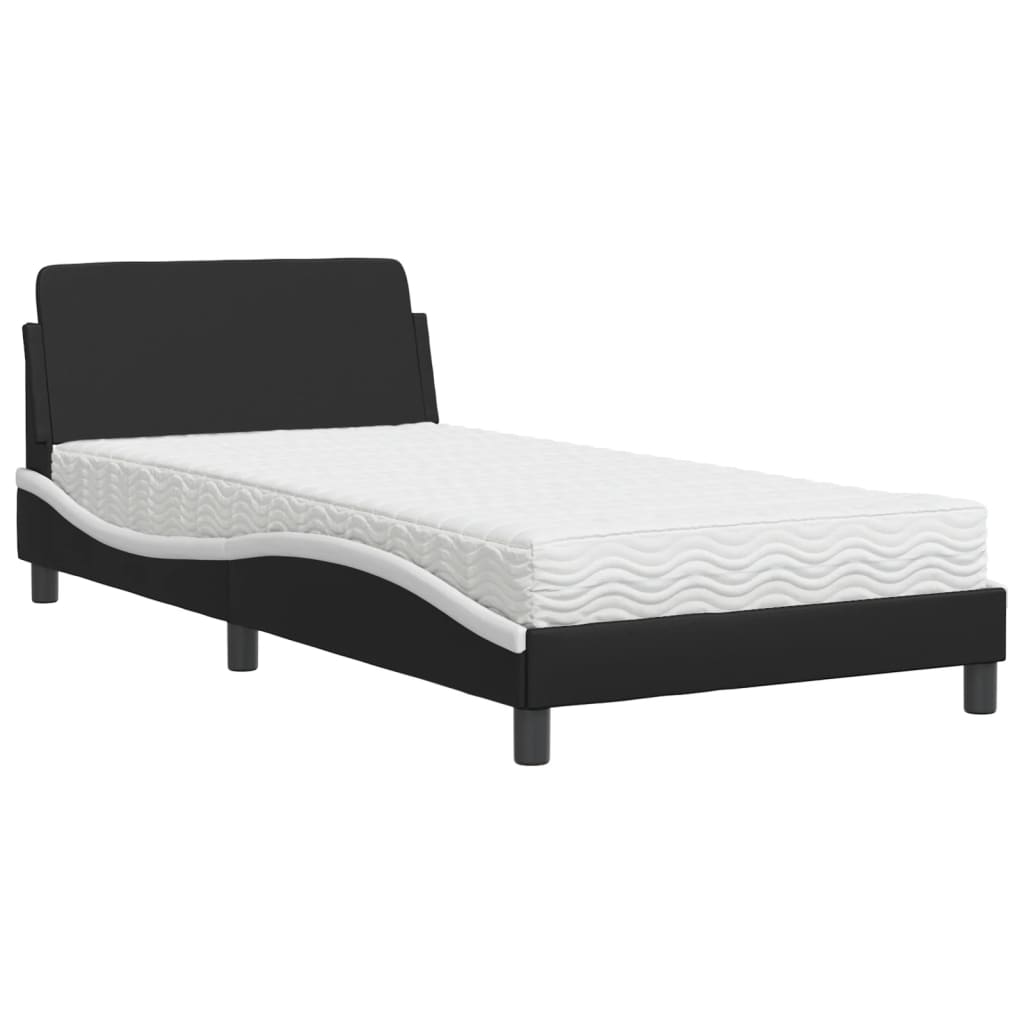 Letto con Materasso Dover Nero e Bianco 100x200 cm in Similpelle - homemem39