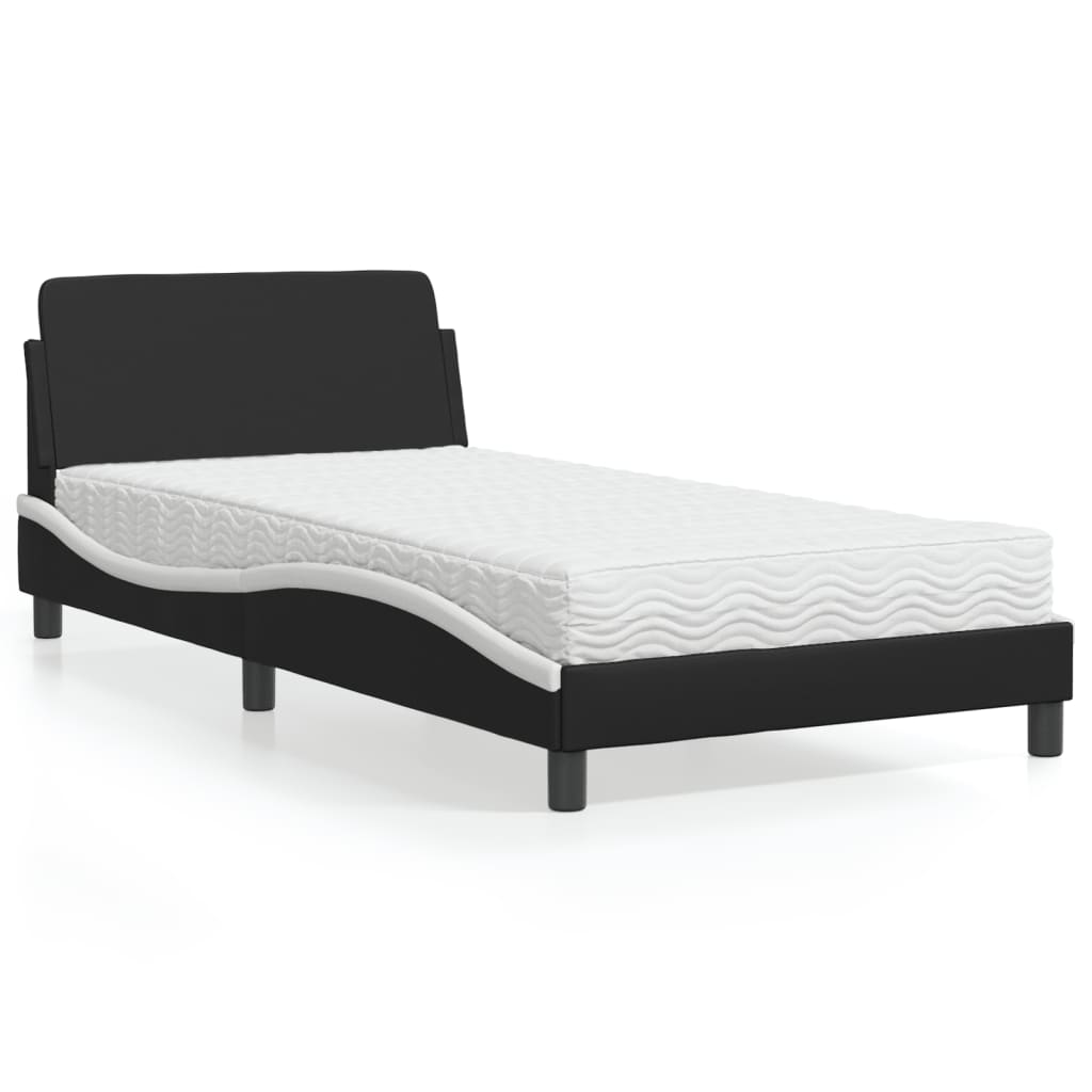 Letto con Materasso Dover Nero e Bianco 100x200 cm in Similpelle - homemem39