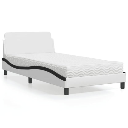 Letto con Materasso Dover Bianco e Nero 100x200 cm in Similpelle - homemem39