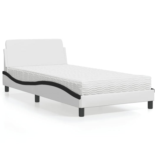 Letto con Materasso Dover Bianco e Nero 100x200 cm in Similpelle - homemem39