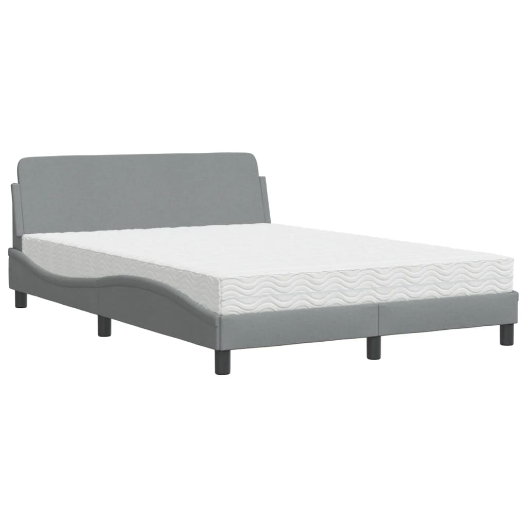Letto con Materasso Dover Grigio Chiaro 120x200cm Tessuto