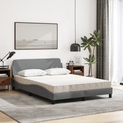 Letto con Materasso Dover Grigio Chiaro 120x200cm Tessuto
