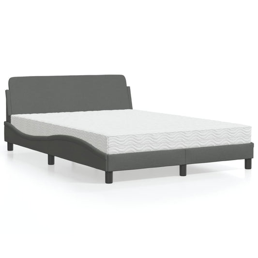 Bed with Dark Gray Mattress 120x200 cm Fabric