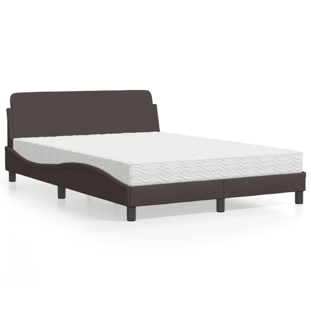 Letto con Materasso Dover Marrone Scuro 120x200cm Tessuto