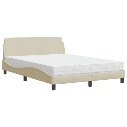 Letto con Materasso Dover Crema 120x200 cm in Tessuto