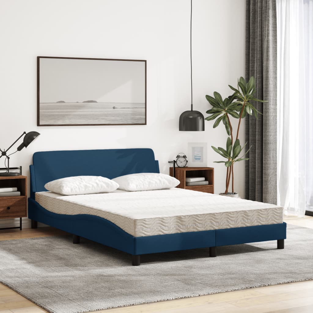 Letto con Materasso Blu 120x200 cm in Tessuto