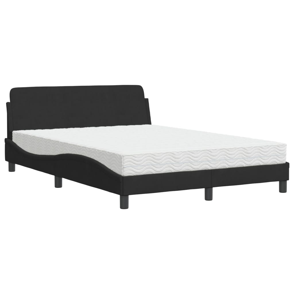 Letto con Materasso Dover Nero 120x200 cm in Velluto