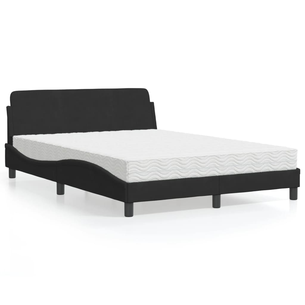 Letto con Materasso Dover Nero 120x200 cm in Velluto