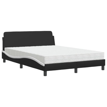 Letto con Materasso Dover Nero e Bianco 120x200 cm in Similpelle