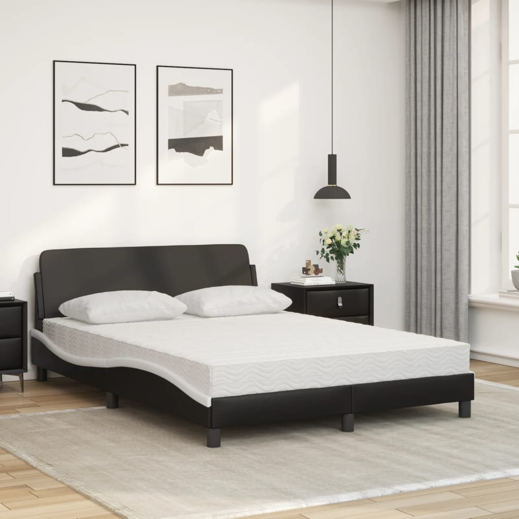 Letto con Materasso Dover Nero e Bianco 120x200 cm in Similpelle