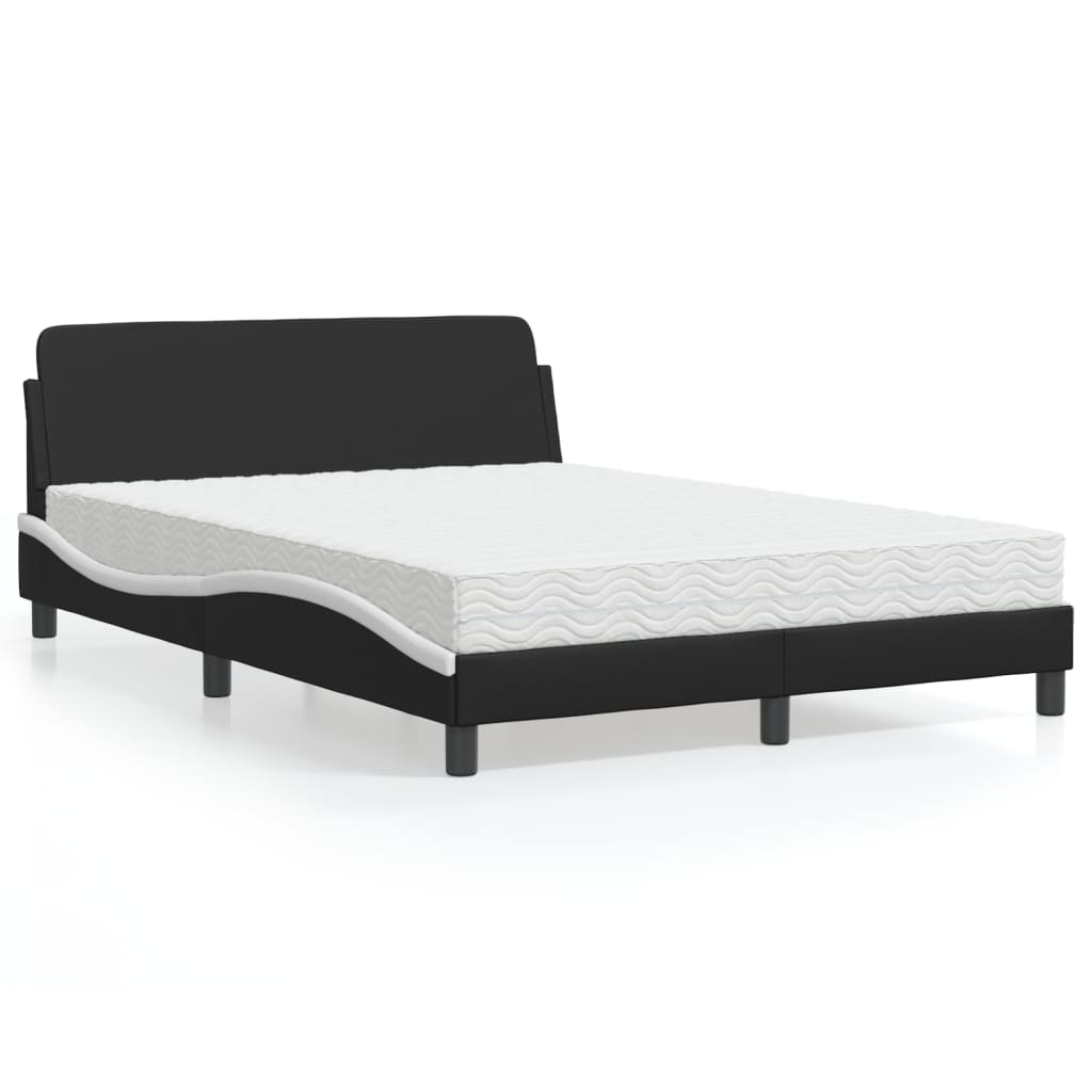 Letto con Materasso Dover Nero e Bianco 120x200 cm in Similpelle