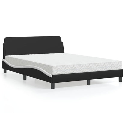 Letto con Materasso Dover Nero e Bianco 120x200 cm in Similpelle
