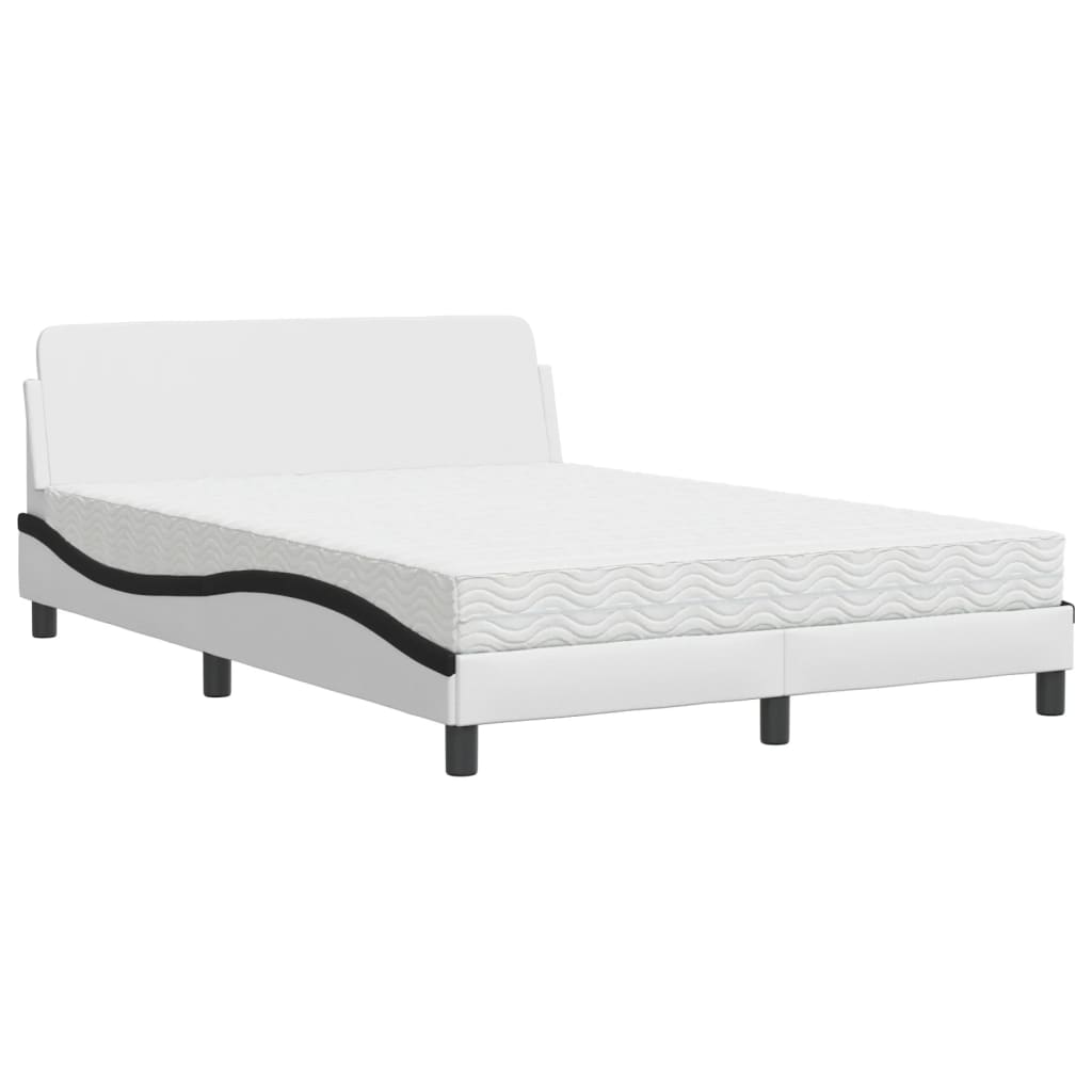 Letto con Materasso Dover Nero e Bianco 120x200 cm in Similpelle