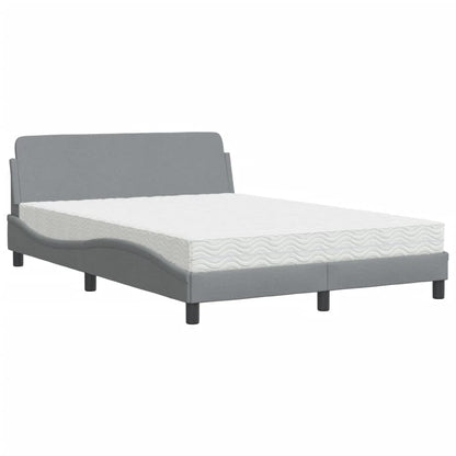 Letto con Materasso Dover Grigio Chiaro 140x190cm Tessuto - homemem39