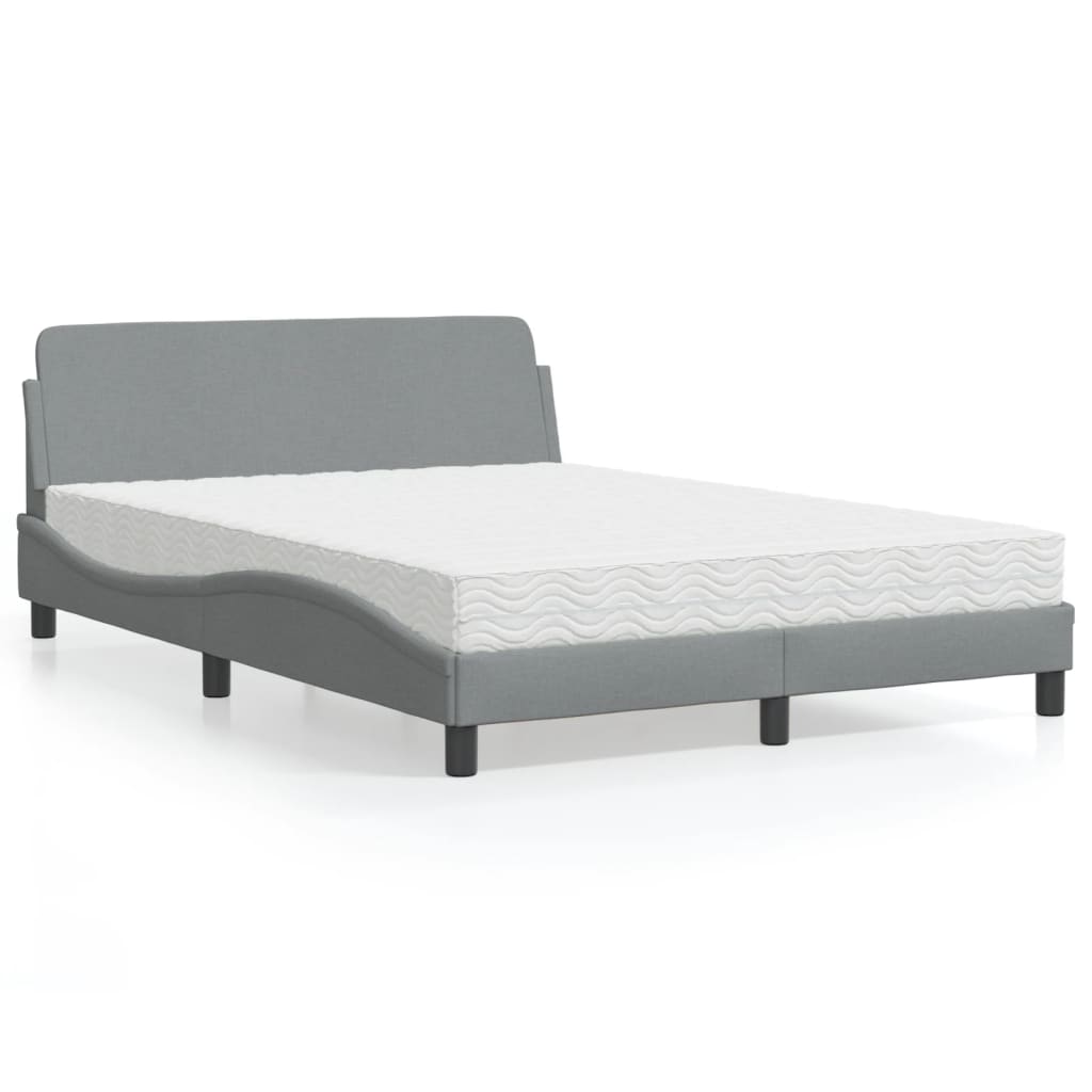 Letto con Materasso Dover Grigio Chiaro 140x190cm Tessuto - homemem39