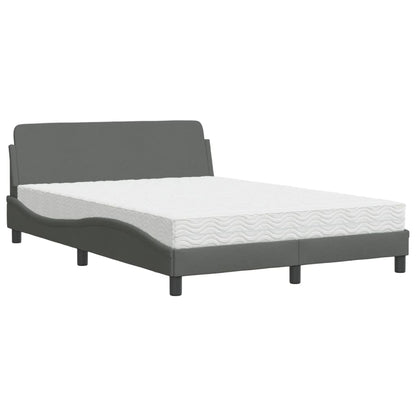 Letto con Materasso Dover Grigio Scuro 140x190 cm Tessuto - homemem39