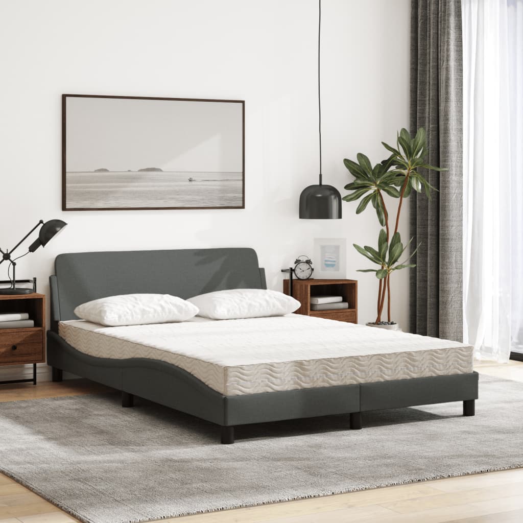 Letto con Materasso Dover Grigio Scuro 140x190 cm Tessuto - homemem39