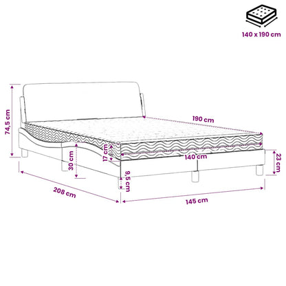 Letto con Materasso Dover Grigio Scuro 140x190 cm Tessuto